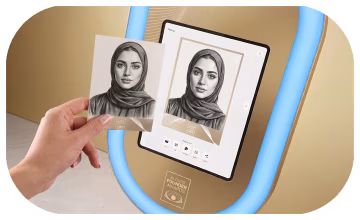 TURN PHOTOS INTO DIGITAL SKETCHES INSTANTLY! PERFECT FOR CORPORATE EVENTS & WEDDINGS IN DUBAI. FAST, FUN & BRANDED!